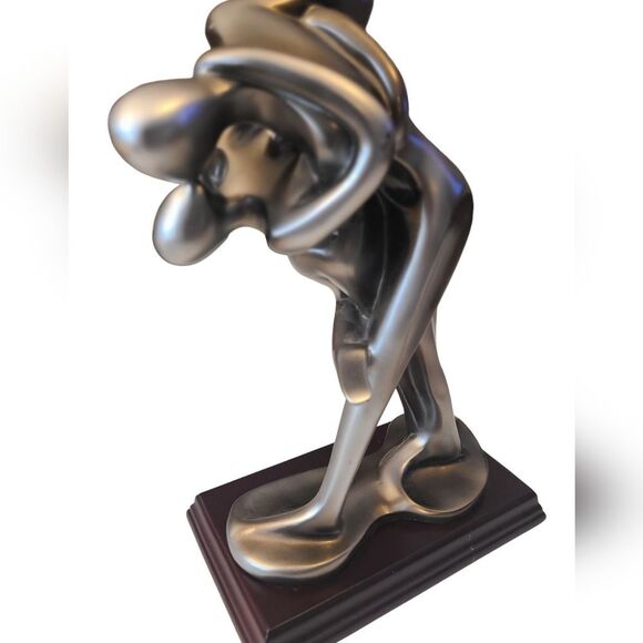 SCULPTURE Languid Dancers In A Passionate‎ Embrace Heavy Hardwood Base 15" - Picture 9 of 12